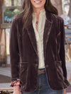 Cocolii blazer velours vintage boutonnage poches col revers femme casual décontracté veste
