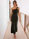 Cocolii robe demoiselle d'honneur satin trapèze bustier sans manches femme élégant doux invité mariage
