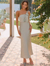 Cocolii robe demoiselle d'honneur satin trapèze bustier sans manches femme élégant doux invité mariage