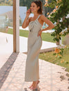 Cocolii robe demoiselle d'honneur satin trapèze bustier sans manches femme élégant doux invité mariage