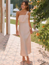 Cocolii robe demoiselle d'honneur satin trapèze bustier sans manches femme élégant doux invité mariage