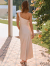 Cocolii robe demoiselle d'honneur satin trapèze bustier sans manches femme élégant doux invité mariage