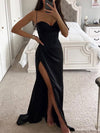 Cocolii robe longue moulante fendu le côté bustier dos nu à fines brides sans manches femme de soirée pour mariage