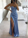 Cocolii robe longue moulante fendu le côté bustier dos nu à fines brides sans manches femme de soirée pour mariage