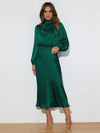 Cocolii robe longue en satin col roulé manches longues femme élégant invité mariage de fete de soirée cérémonie