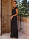 Cocolii robe en satin robe demoiselle d'honneur moulante sirene v-cou mancherons femme élégant de soirée pour mariage