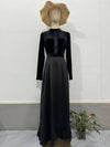 Cocolii longue robe trapèze velours col rond manches longues femme élégant vintage décontracté de soirée bal de promo