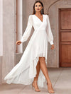 Cocolii longue robe de soirée pour mariage v-cou manches longues femme élégant décontracté bal de promo
