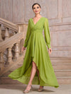 Cocolii longue robe de soirée pour mariage v-cou manches longues femme élégant décontracté bal de promo