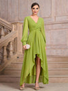 Cocolii longue robe de soirée pour mariage v-cou manches longues femme élégant décontracté bal de promo