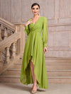 Cocolii longue robe de soirée pour mariage v-cou manches longues femme élégant décontracté bal de promo