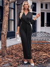 Cocolii robe longue moulante nœud v-cou manches longues femme élégant décontracté casual de soirée bal de promo