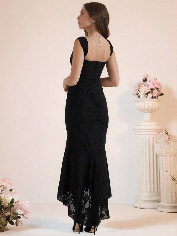 Cocolii longue robe de soirée moulante dentelle sirene bustier col bateau sans manches femme élégant cérémonie