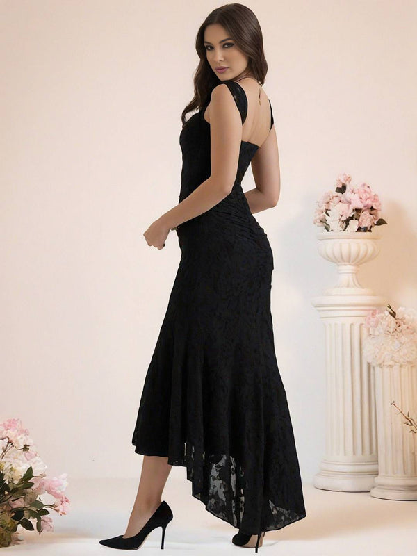 Cocolii longue robe de soirée moulante dentelle sirene bustier col bateau sans manches femme élégant cérémonie