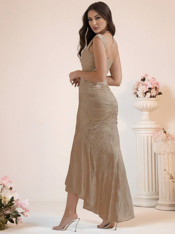 Cocolii longue robe de soirée moulante dentelle sirene bustier col bateau sans manches femme élégant cérémonie