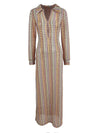 Cocolii robe longue en crochet décolleté plongeant imprimé à fleurie fendu manches longues bohème décontracté de plage pour l'été