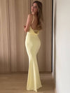 Cocolii longue robe moulante v-cou sans manches dentelle dos nu à fines brides femme casual bal de promo invité mariage
