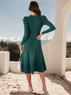 Cocolii robe pull femme en maille trapèze ceinture col rond manches bouffantes manches longues doux élégant d'hiver