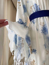 Cocolii robe longue en mousseline imprimé à fleurie v-cou manches évasées manches longues femme vintage bohème