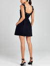 Cocolii robe patineuse trapèze fleurie appliques à fines brides col carré sans manches femme élégant bal de promo de cocktail
