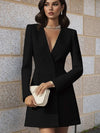 Cocolii blazer robe courte femme double boutonnage v-cou manches longues style tailleur décontracté automne robe de travail