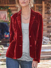 Cocolii blazer velours vintage boutonnage poches col revers femme casual décontracté veste