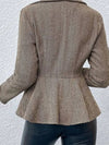 Cocolii court blazer chevrons peplum double boutonnage col revers manches longues femme élégant décontracté veste