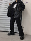 Cocolii perfecto vestes en simili cuir poches col revers femme oversized vintage décontracté style motard