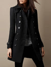 Cocolii mi-longue manteau en laine officier double boutonnage col revers manches longues femme élégant hiver veste caban