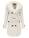 Cocolii mi-longue manteau unicolore double boutonnage ceinture manches longues femme élégant décontracté