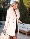 Cocolii mi-longue manteau unicolore double boutonnage ceinture manches longues femme élégant décontracté