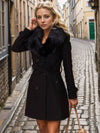 Cocolii mi-longue manteau unicolore double boutonnage ceinture manches longues femme élégant décontracté