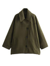 Cocolii mi-longue manteau en laine col revers poches manches chauve souris manches longues femme élégant décontracté oversized veste