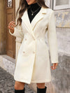 Cocolii mi-longue manteau d'hiver élégant style caban double boutonnage pearl manches longues vintage femme pour bureau