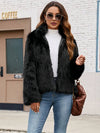Cocolii manteau en fausse fourrure unicolore col montant poches manches longues femme élégant décontracté hiver veste
