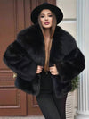 Cocolii court manteau en fausse fourrure unicolore poches col revers manches longues femme décontracté oversized veste