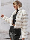 Cocolii court manteau en fausse fourrure col montant manches longues femme élégant décontracté casual hiver veste