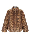 Cocolii court manteau en fausse fourrure peau de serpent fermeture éclair col montant femme décontracté casual hiver veste