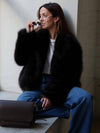 Cocolii court manteau en fausse fourrure moelleuse femme col revers manches longues oversized décontracté veste chaud