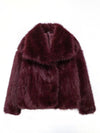 Cocolii court manteau en fausse fourrure moelleuse femme col revers manches longues oversized décontracté veste chaud