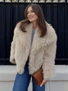 Cocolii court manteau en fausse fourrure moelleuse femme col revers manches longues oversized décontracté veste chaud