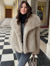Cocolii court manteau en fausse fourrure moelleuse femme col revers manches longues oversized décontracté veste chaud