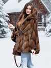 Cocolii manteau cape femme en fausse fourrure à capuche ceinture poncho hiver élégant chaude décontracté oversized veste