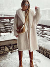 Cocolii longue manteau teddy coat boutons poches col revers femme mode ample oversized hiver veste
