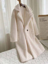 Cocolii longue manteau teddy coat boutons poches col revers femme mode ample oversized hiver veste