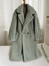 Cocolii longue manteau teddy coat boutons poches col revers femme mode ample oversized hiver veste