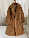 Cocolii longue manteau teddy coat boutons poches col revers femme mode ample oversized hiver veste