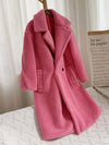 Cocolii longue manteau teddy coat boutons poches col revers femme mode ample oversized hiver veste