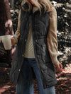Cocolii mi-longue manteau doudoune col montant sans manches boutonnage poches femme élégant décontracté hiver gilet