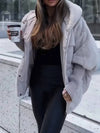 Cocolii mi-longue manteau doudoune capuche fermeture éclair poches à manches gigot femme décontracté oversized veste